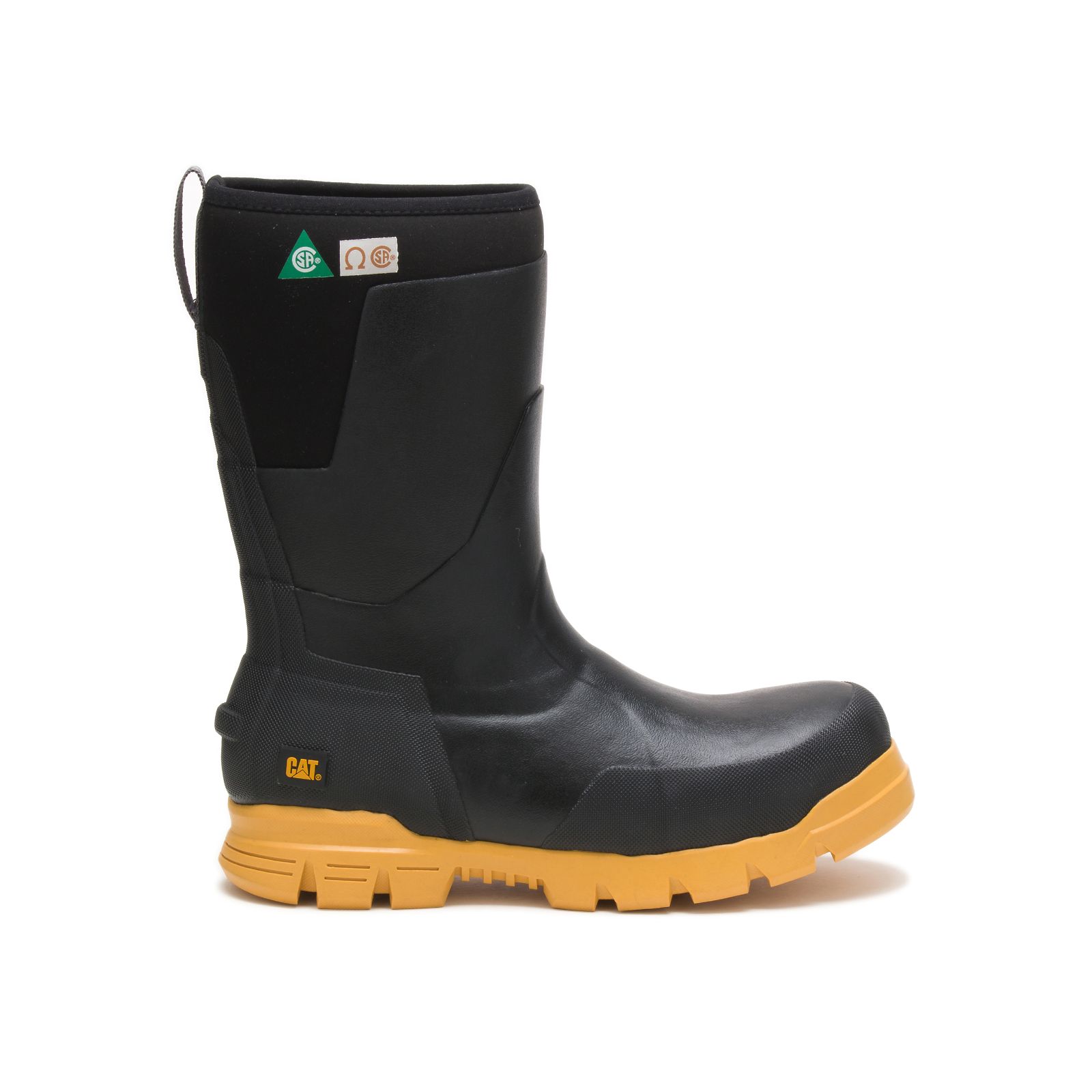 Caterpillar Stormers 11" Steel Kappe Csa Gummistiefel Herren Black/Yellow | Schweiz-047561