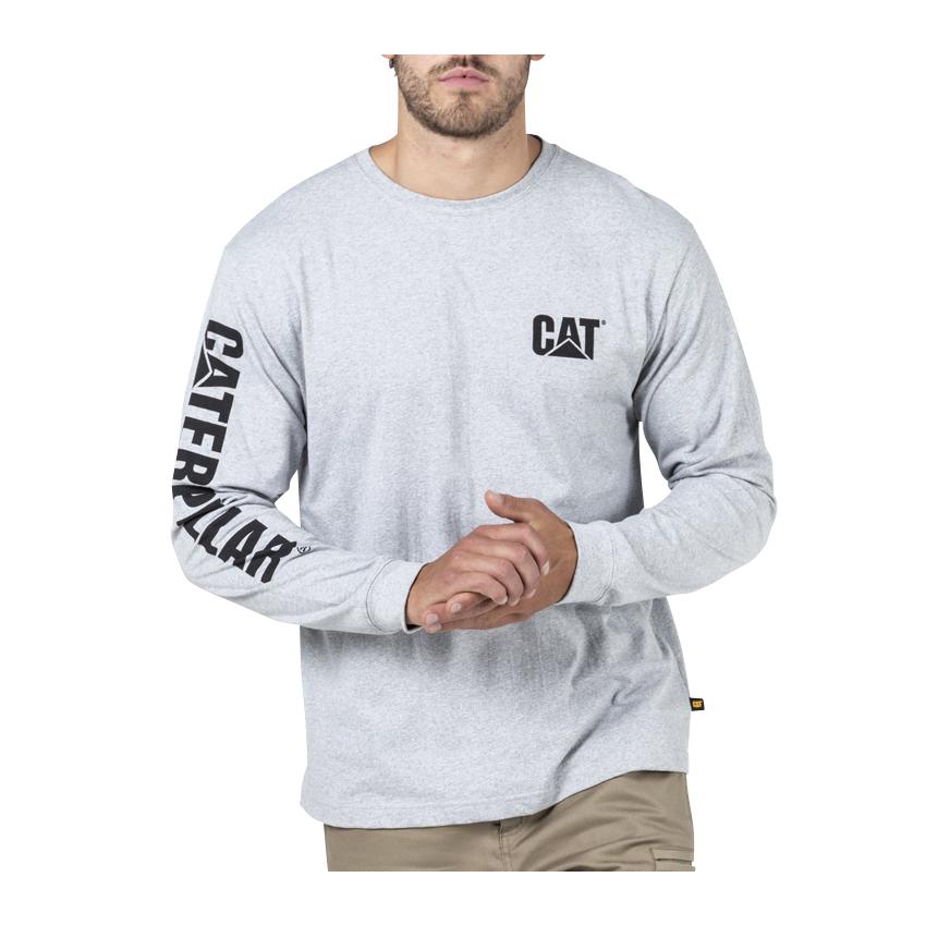 Caterpillar Trademark Banner L/S T-Shirts Herren Grau | Schweiz-793216