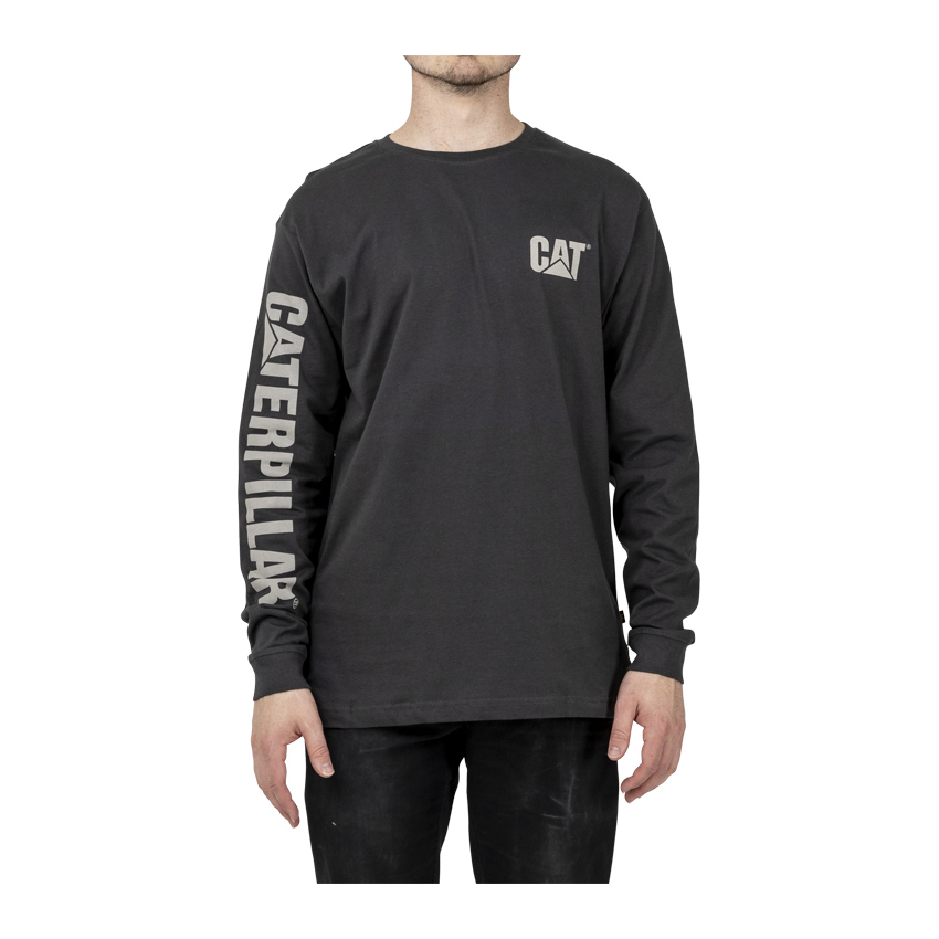 Caterpillar Trademark Banner Long Sleeve T-Shirts Herren Dunkelgrau | Schweiz-609428